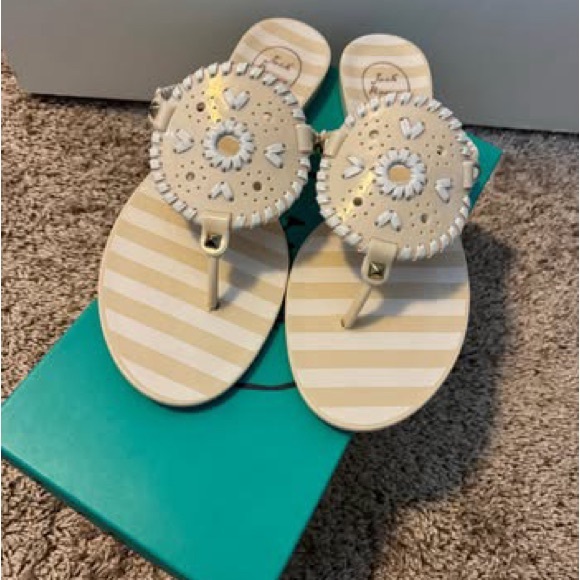 Jack Rogers Bone and White Striped Sandals - Picture 2 of 6